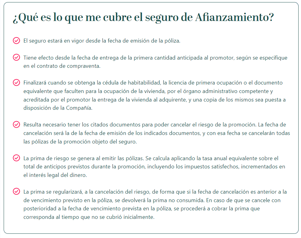 Coberturas seguro Caución Afianzamiento