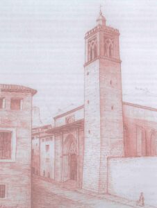 Recreación antes del desmochamiento 1840. Torre San Pedro de los Francos Recreación antes del desmochamiento 1840. Torre San Pedro de los Francos
