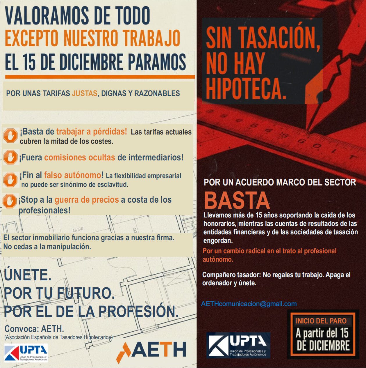 colectivo de tasadores anuncia una movilización el 15 de diciembre